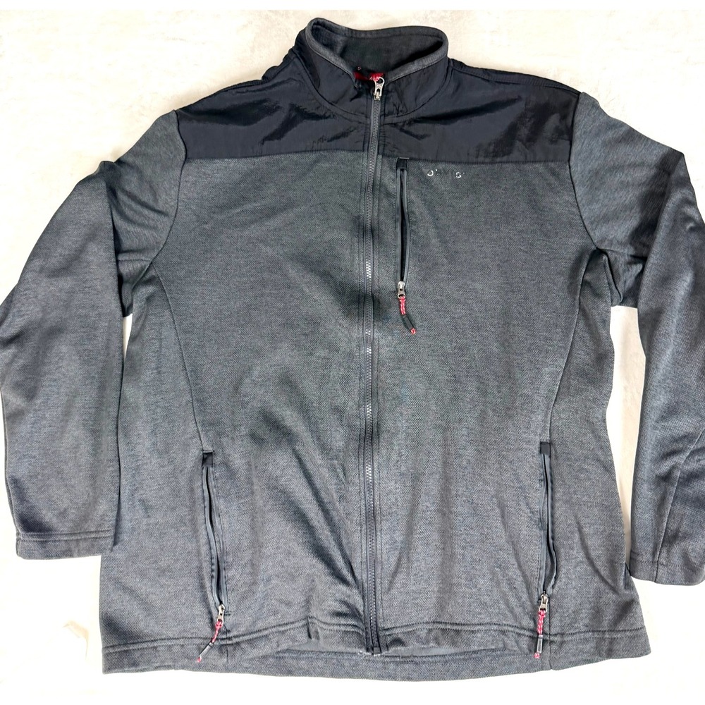 Orvis Full Zip Jacket Mens XL Gray Performance Fleece Hybrid Zip Up